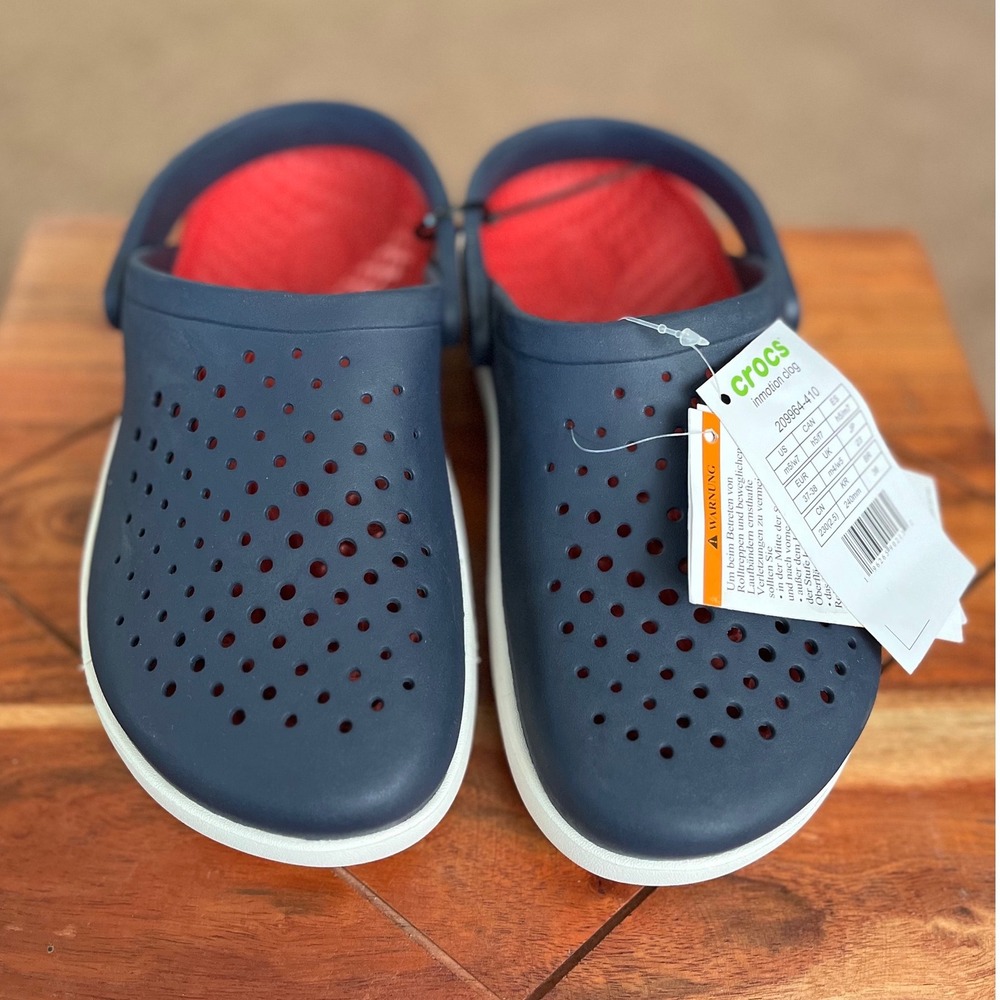 Crocs Inmotion Clog Navy Blue Red LiteRide Shoes 209964-410 Mens 5 Womens 7